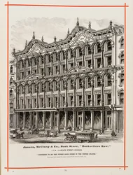 Jansen, McClurg und Company Buchhandlung bei 117 und 119 State St., Chicago. Illustration in The Merchants and Manufacturers of Chicago Illustrated, 1873